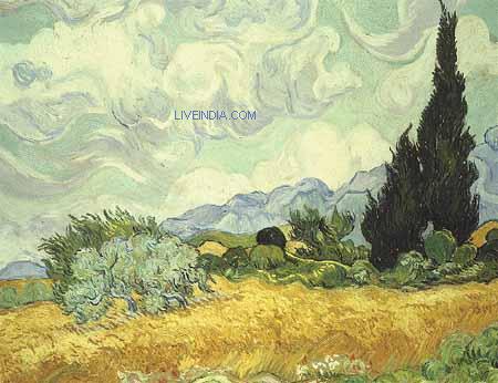 A Wheatfield, with Cypresses