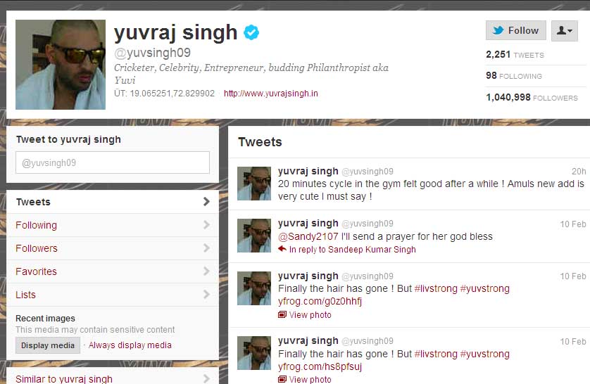 Yuvraj Singh currently undergoing Lung Cancer Treatment