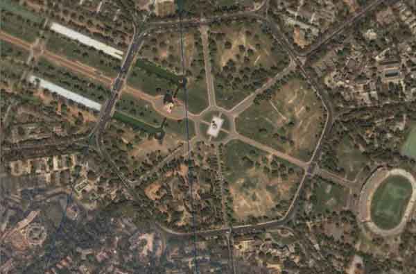 India Gate New Delhi From Space