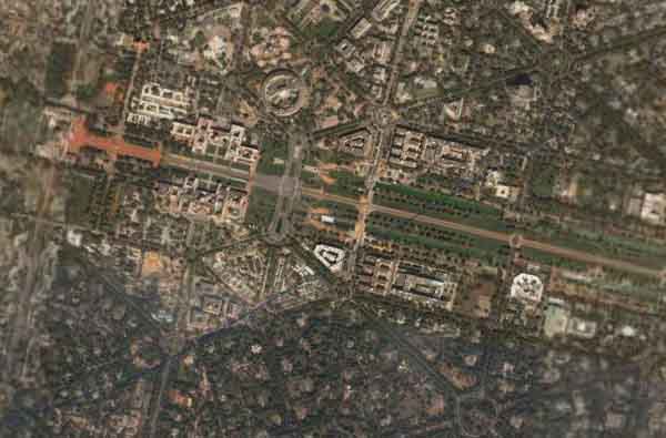 President House New Delhi from Space