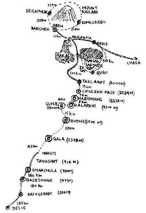 Kailash Mansarovar Tour Route map