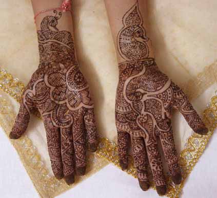 Mehndi or Hina is the application of henna as a temporary form of skin 