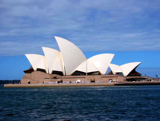  on Bennelong Point reaching into Sydney's harbor, the opera house 