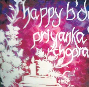 A one-and-a-half foot birthday card for Priyanka Chopra